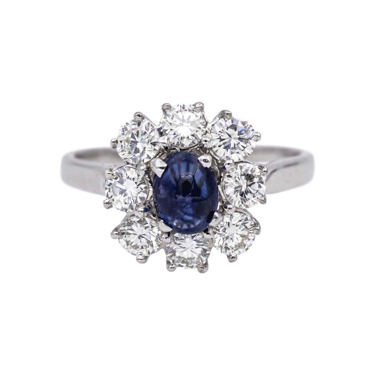 Bague Pompadour en or blanc, saphir et diamants - Castafiore