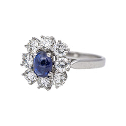 Bague Pompadour en or blanc, saphir et diamants - Castafiore