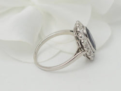 Bague Pompadour en or blanc, saphir et diamants - Castafiore