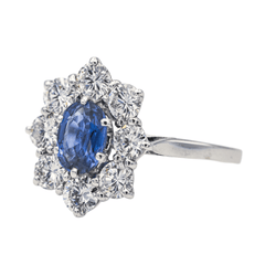 Bague Pompadour en or blanc, saphir et diamants - Castafiore