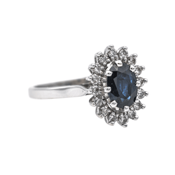 Bague Pompadour en or blanc, saphir et diamants - Castafiore