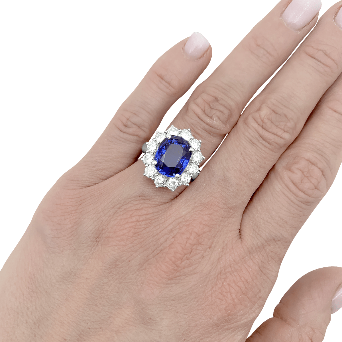 Bague "Pompadour" en or blanc, saphir et diamants - Castafiore