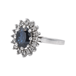 Bague Pompadour en or blanc, saphir et diamants - Castafiore