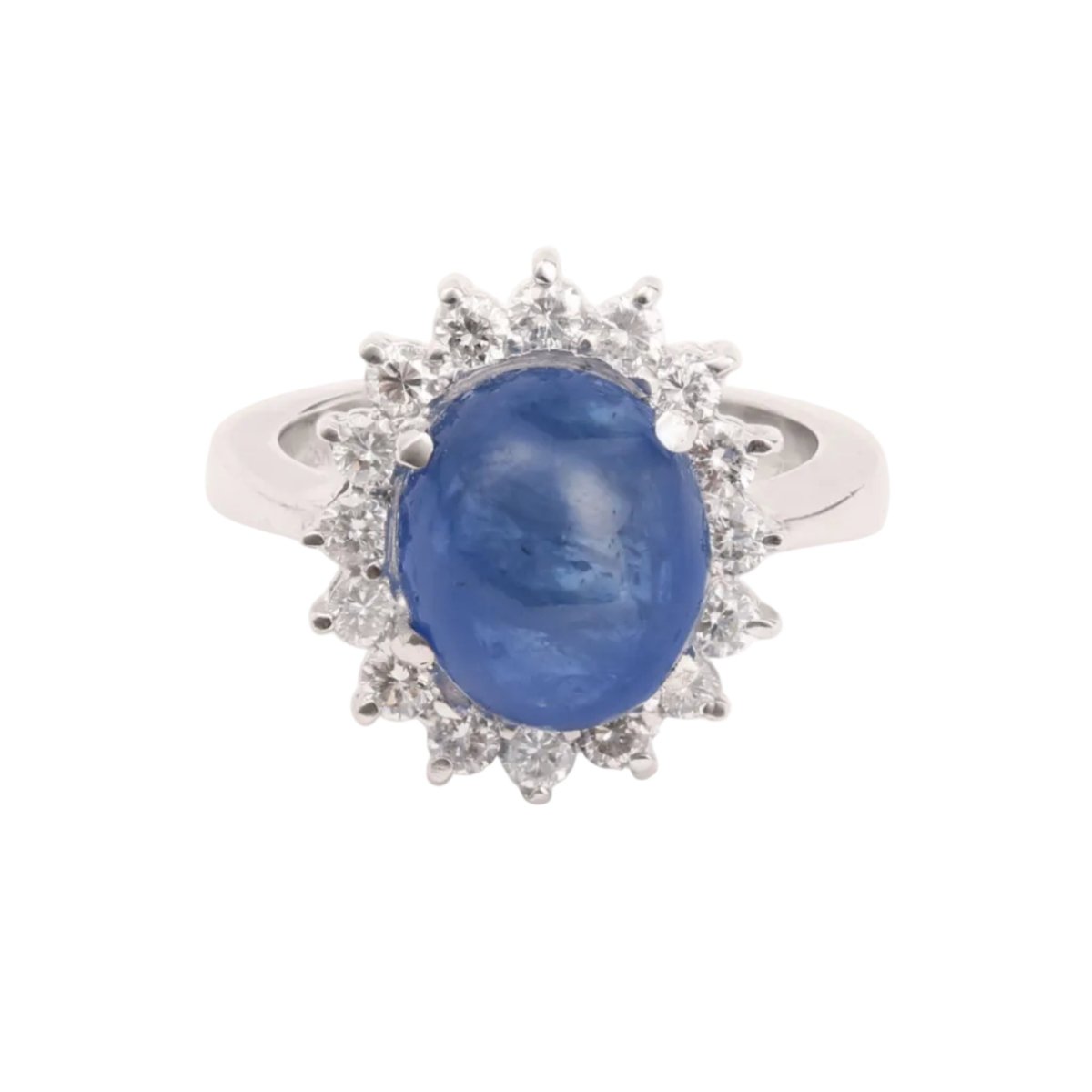 Bague Pompadour en or blanc, saphir et diamants - Castafiore