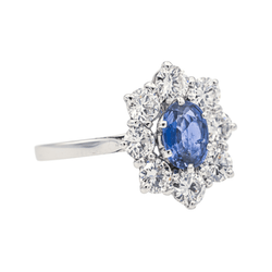 Bague Pompadour en or blanc, saphir et diamants - Castafiore