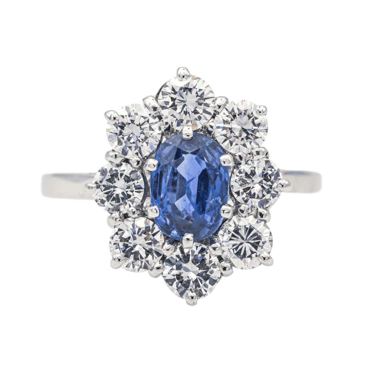 Bague Pompadour en or blanc, saphir et diamants - Castafiore