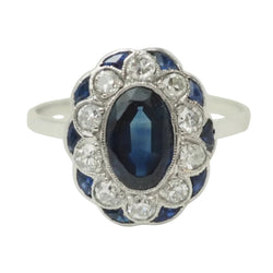 Bague Pompadour en or blanc, saphirs et diamants - Castafiore