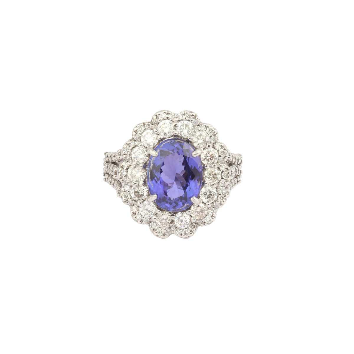 Bague Pompadour en or blanc, tanzanite, et diamants - Castafiore