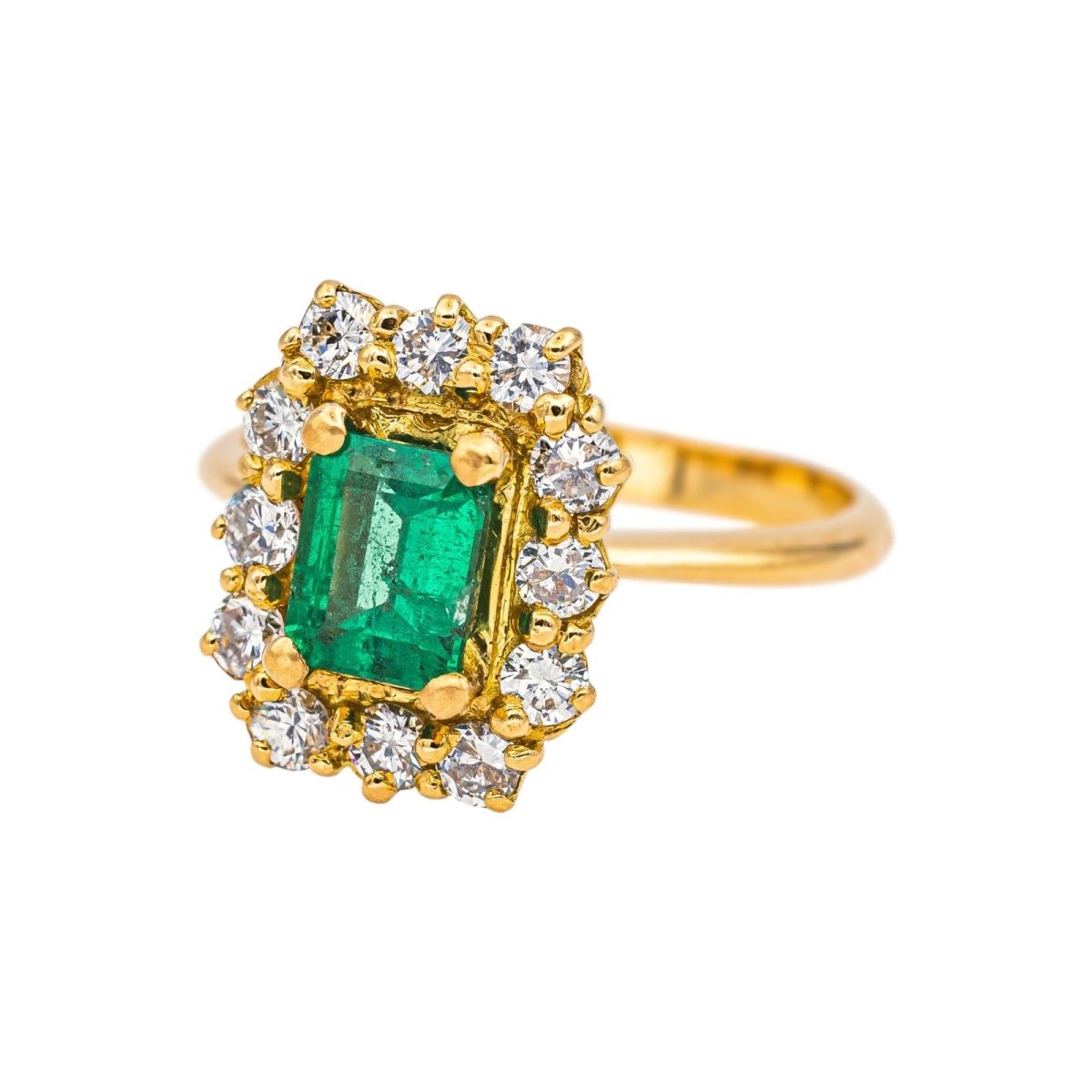 Bague Pompadour en or jaune, émeraude et diamants - Castafiore