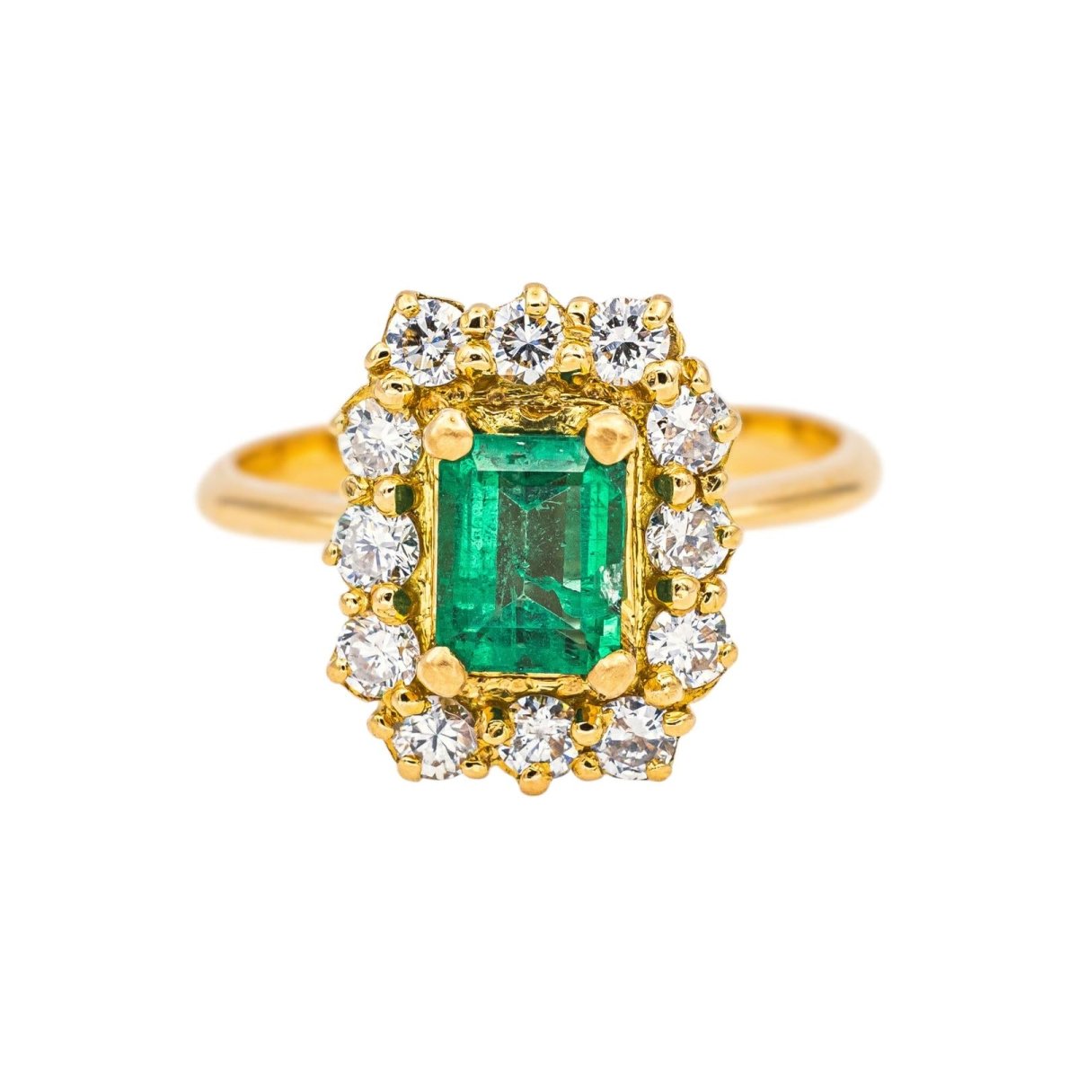 Bague Pompadour en or jaune, émeraude et diamants - Castafiore