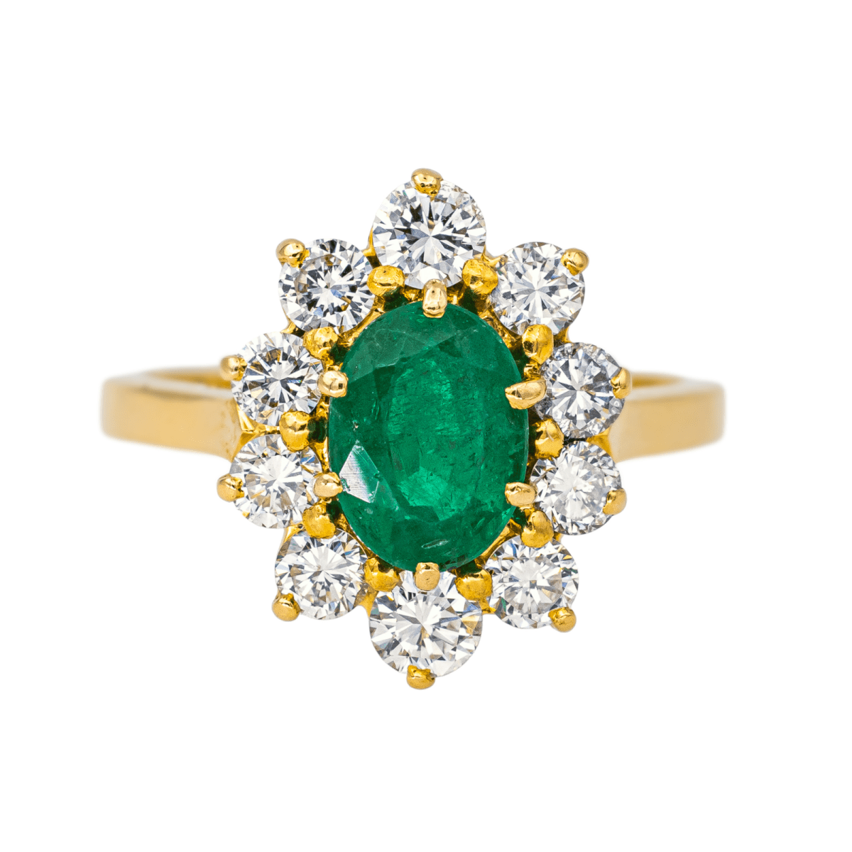 Bague Pompadour en or jaune, émeraude et diamants - Castafiore
