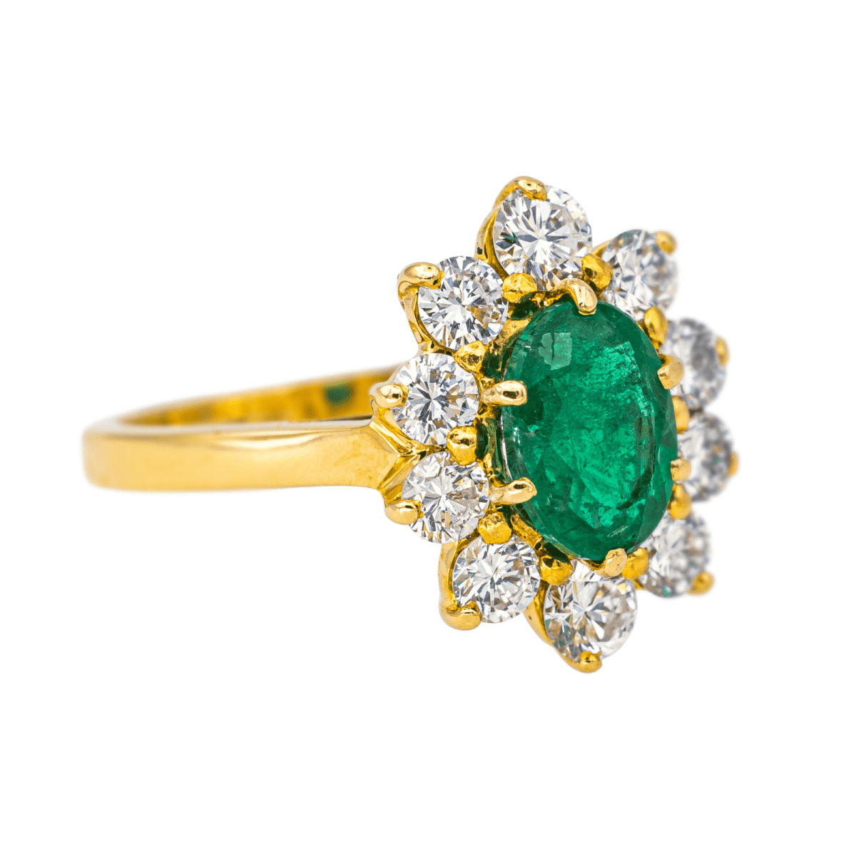 Bague Pompadour en or jaune, émeraude et diamants - Castafiore