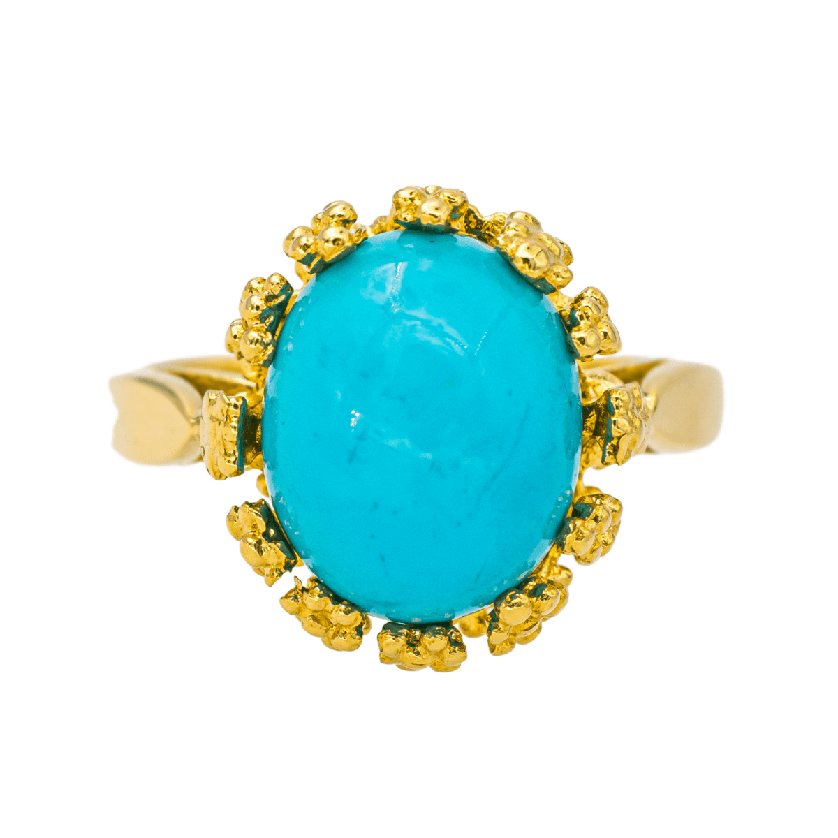 Bague Pompadour en or jaune et turquoise - Castafiore