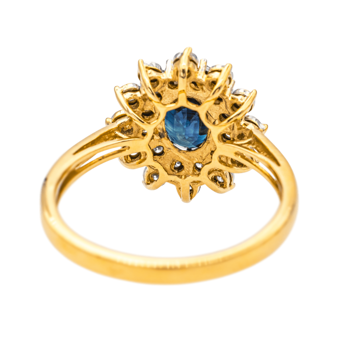 Bague Pompadour en or jaune, or blanc, saphir et diamants - Castafiore