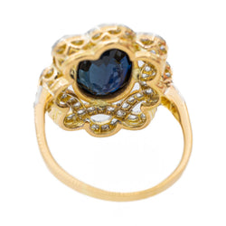 Bague Pompadour en or jaune, or blanc, saphir et diamants - Castafiore