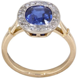 Bague Pompadour en or jaune, or blanc, saphir et diamants - Castafiore