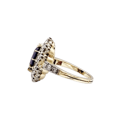 Bague Pompadour en or jaune, or blanc, saphir et diamants - Castafiore