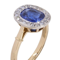 Bague Pompadour en or jaune, or blanc, saphir et diamants - Castafiore