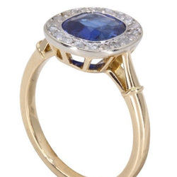 Bague Pompadour en or jaune, or blanc, saphir et diamants - Castafiore