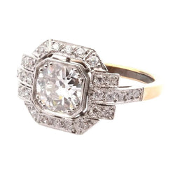 Bague Pompadour en or jaune, platine et diamants - Castafiore