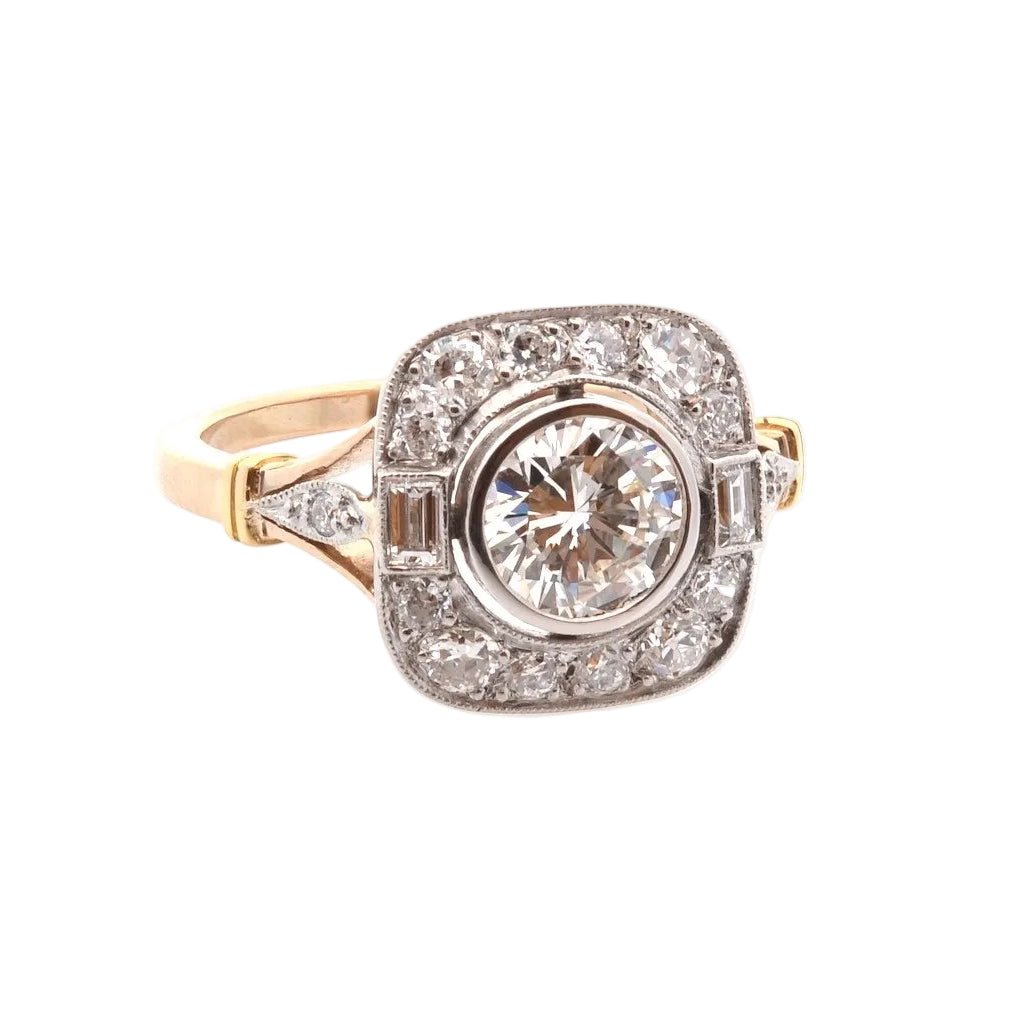 Bague Pompadour en or jaune, platine et diamants - Castafiore