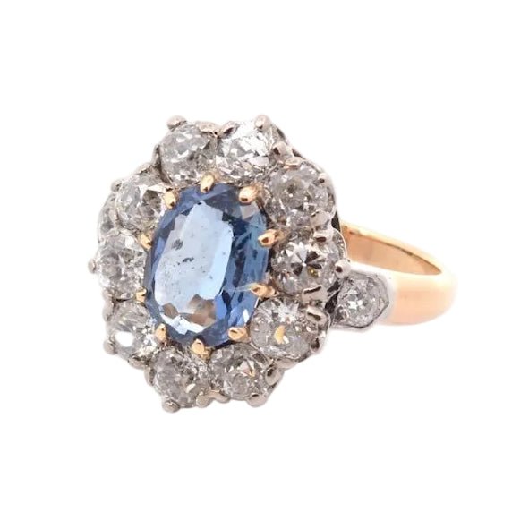 Bague Pompadour en or jaune, platine, saphir et diamants - Castafiore