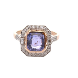 Bague Pompadour en or jaune, platine, saphir et diamants - Castafiore