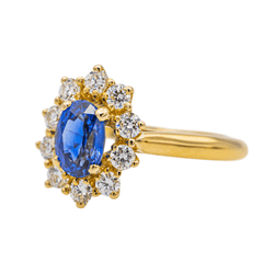 Bague Pompadour en or jaune, saphir et diamant - Castafiore