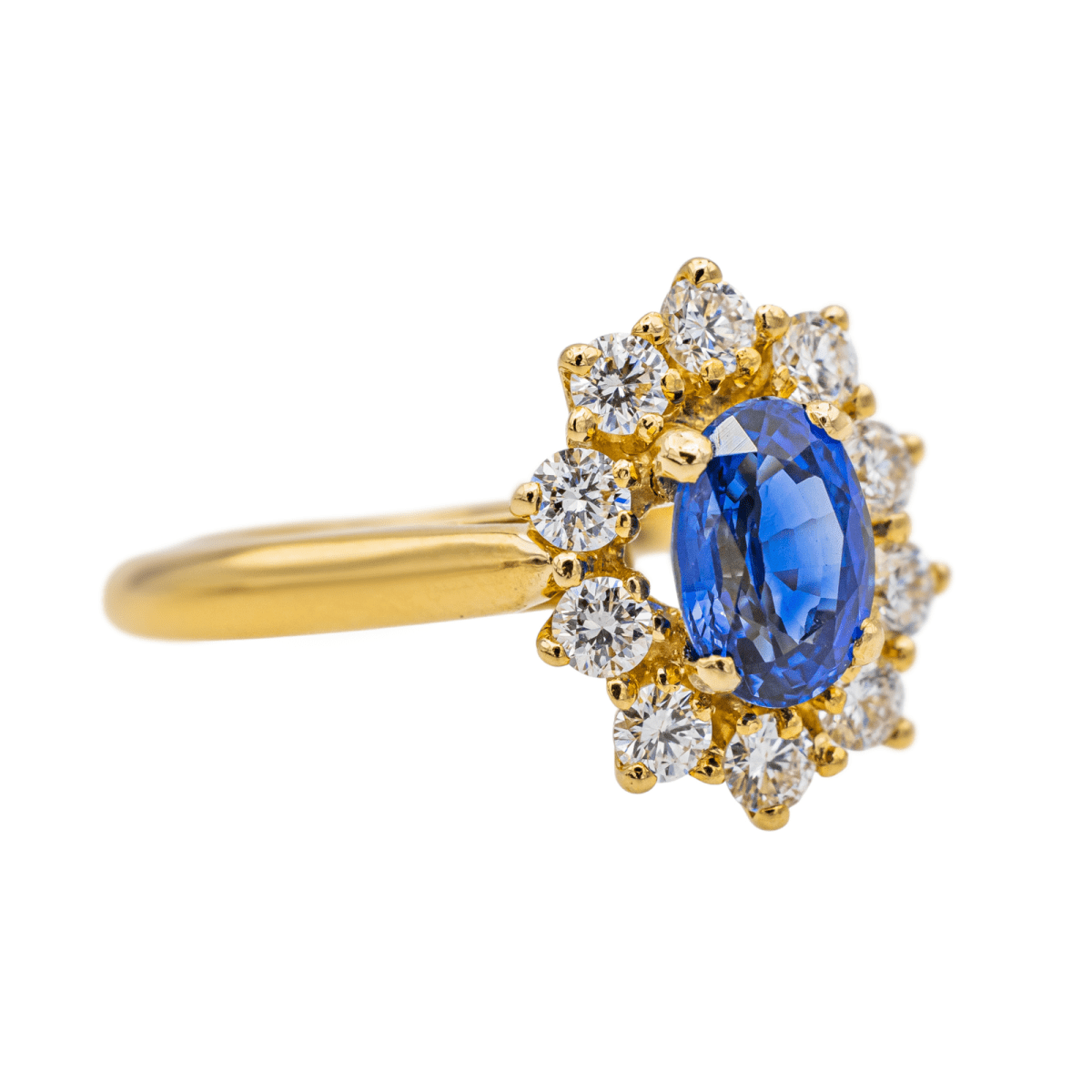 Bague Pompadour en or jaune, saphir et diamant - Castafiore