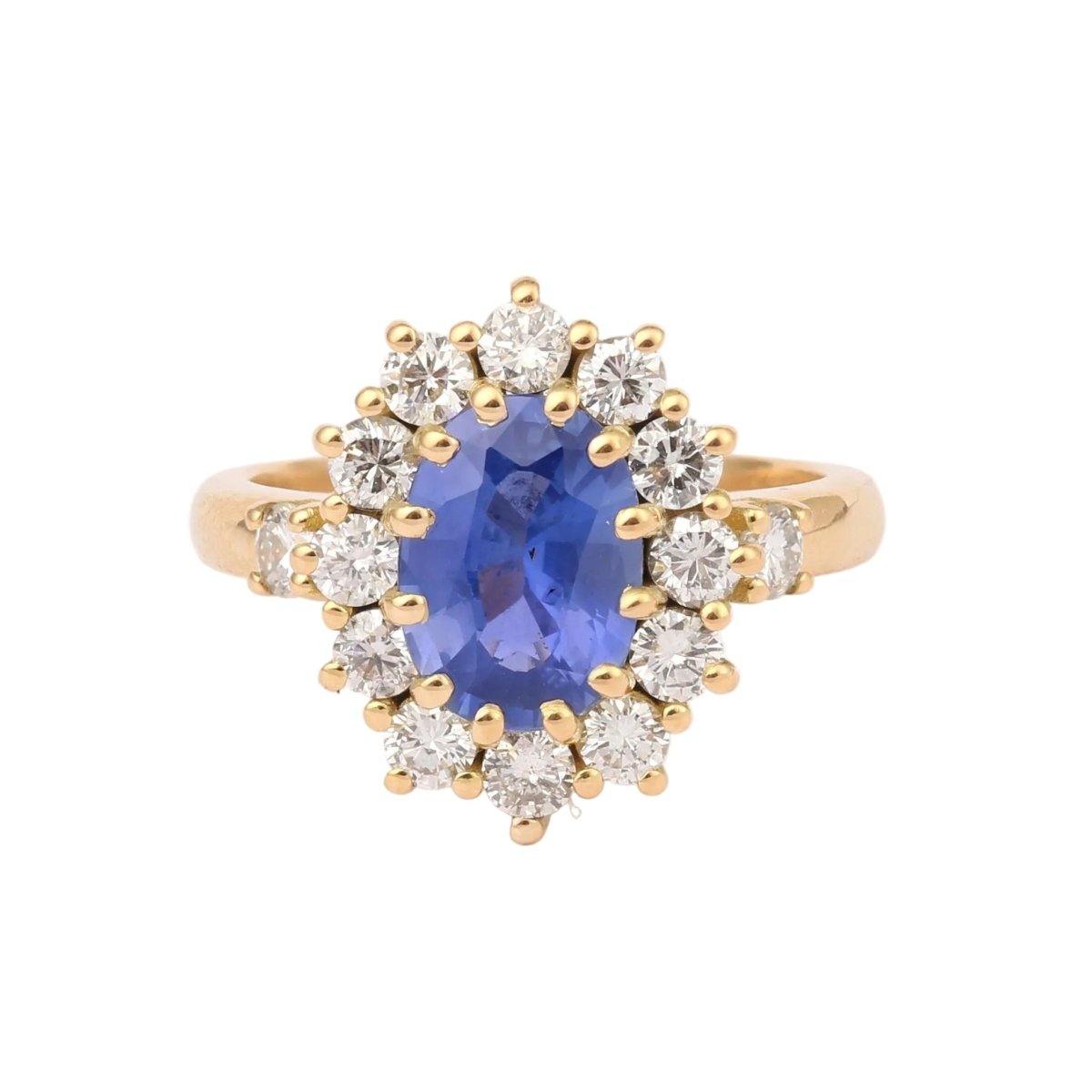 Bague Pompadour en or jaune, saphir, et diamants - Castafiore
