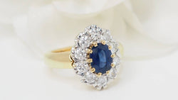 Bague Pompadour en or jaune, saphir et diamants - Castafiore