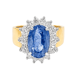 Bague Pompadour en or jaune, saphir et diamants - Castafiore