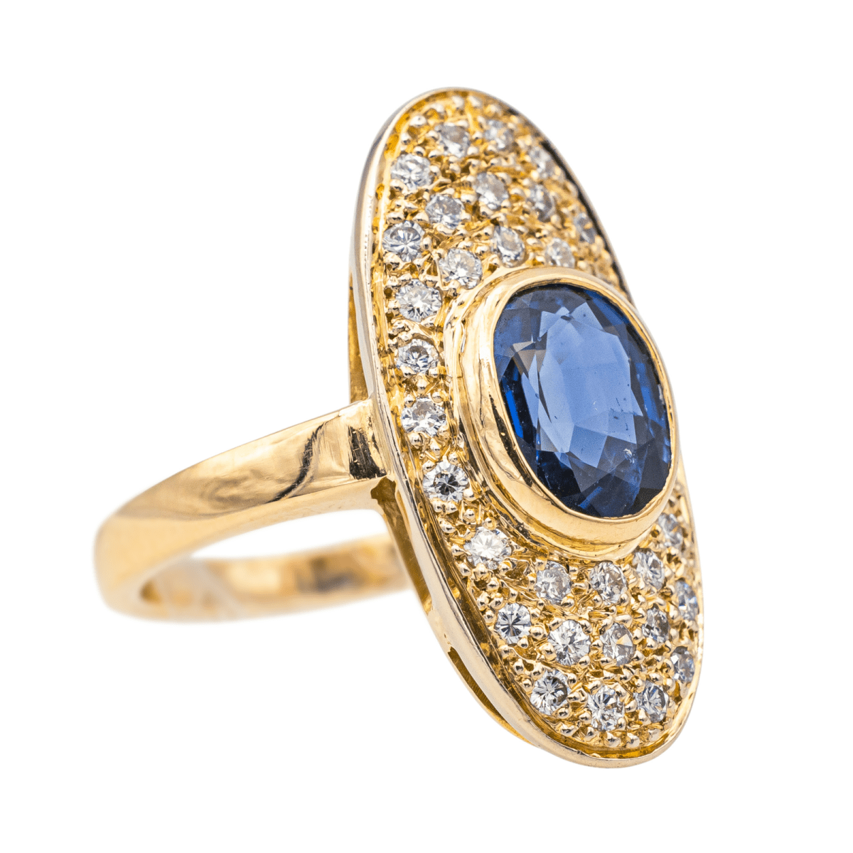 Bague Pompadour en or jaune, saphir et diamants - Castafiore