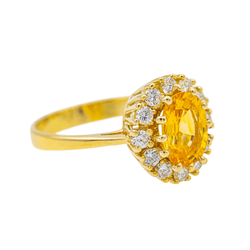 Bague Pompadour en or jaune, saphir et diamants - Castafiore