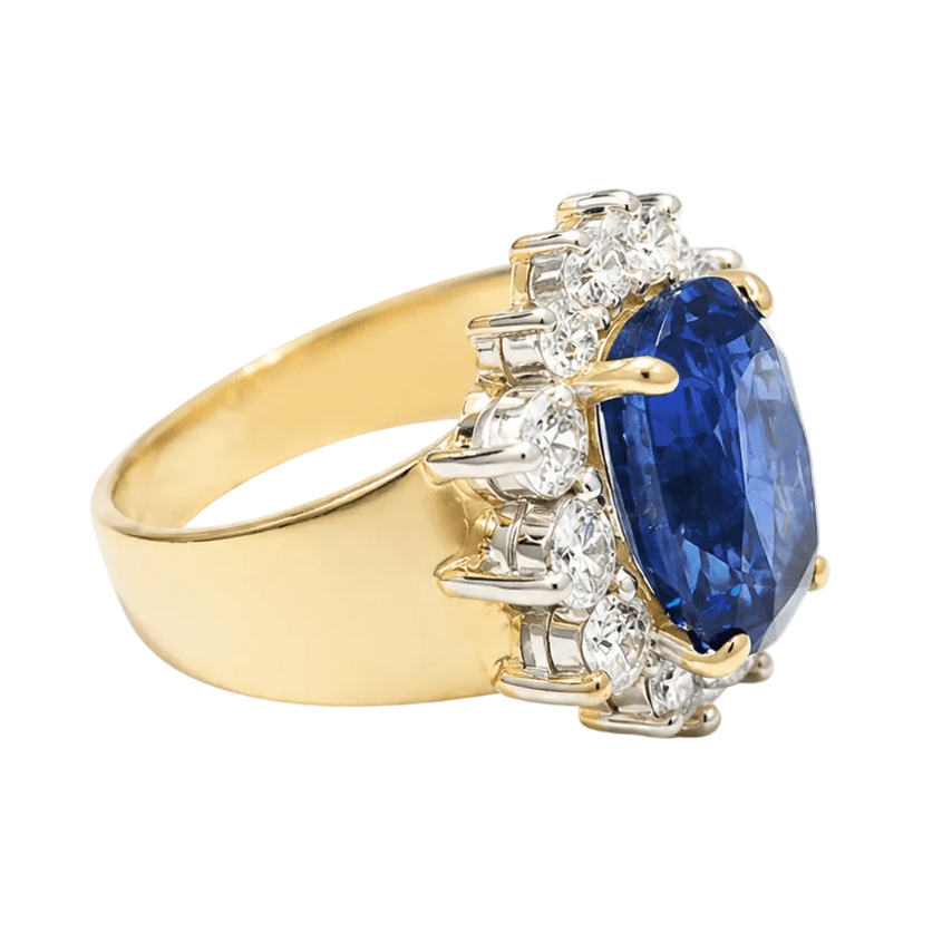 Bague Pompadour en or jaune, saphir et diamants - Castafiore