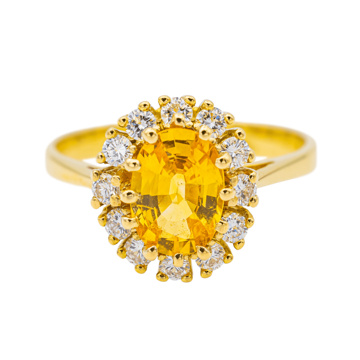 Bague Pompadour en or jaune, saphir et diamants - Castafiore