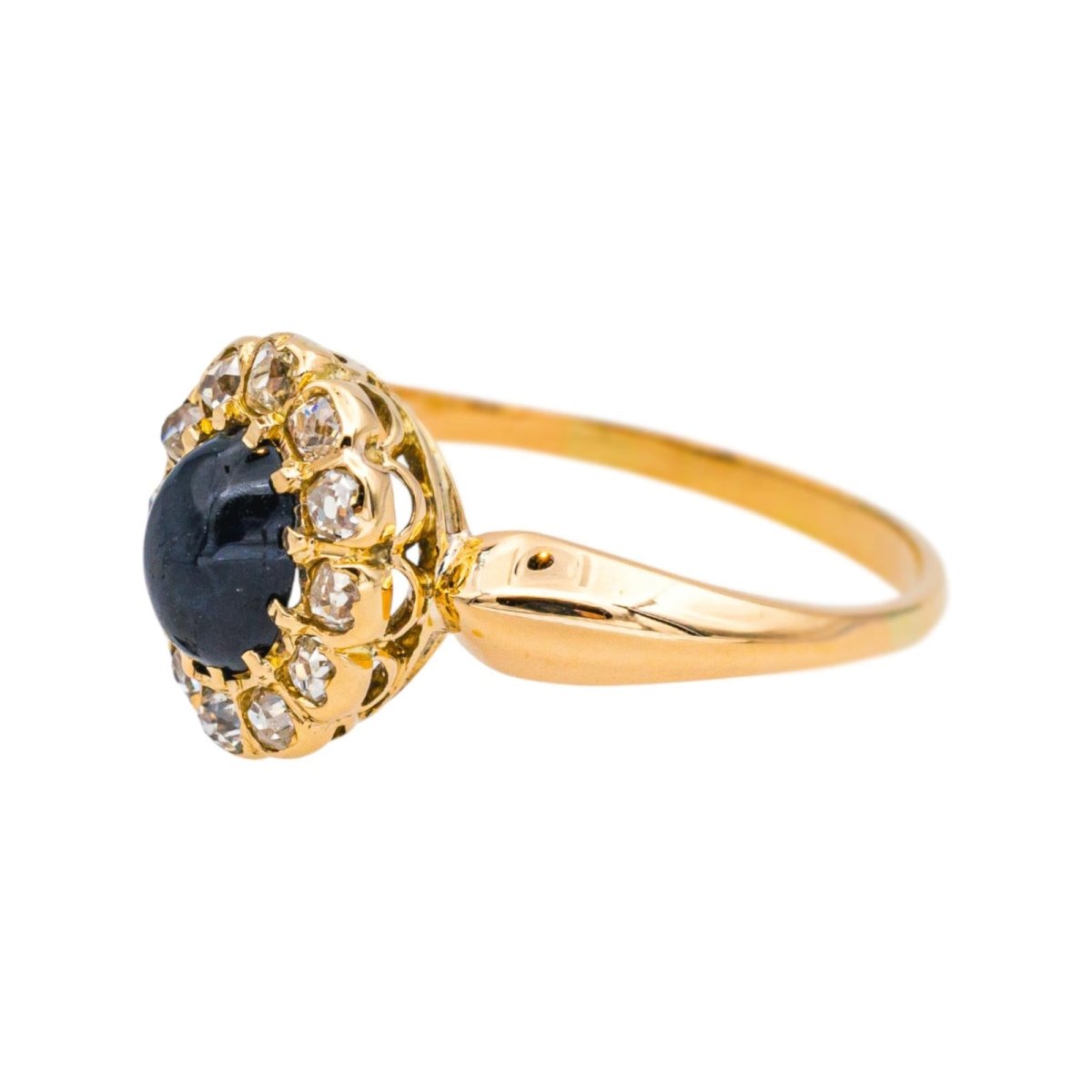 Bague Pompadour en or jaune, saphir et diamants - Castafiore