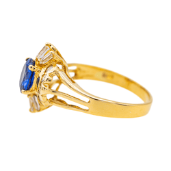 Bague Pompadour en or jaune, saphir et diamants - Castafiore