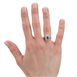 Bague Pompadour en or jaune, saphir, perles et diamants - Castafiore