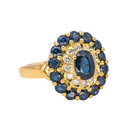 Bague Pompadour en or jaune, saphirs et diamants - Castafiore