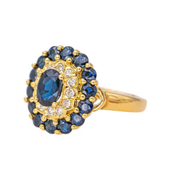 Bague Pompadour en or jaune, saphirs et diamants - Castafiore