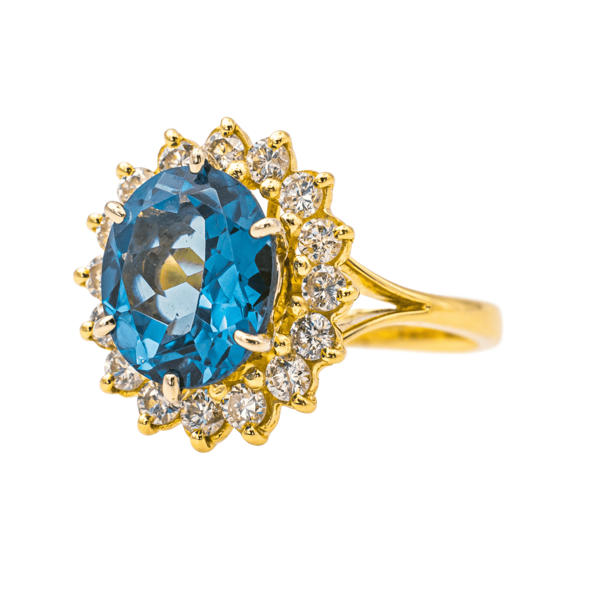 Bague Pompadour en or jaune, topaze et diamants - Castafiore