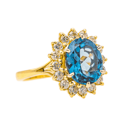 Bague Pompadour en or jaune, topaze et diamants - Castafiore