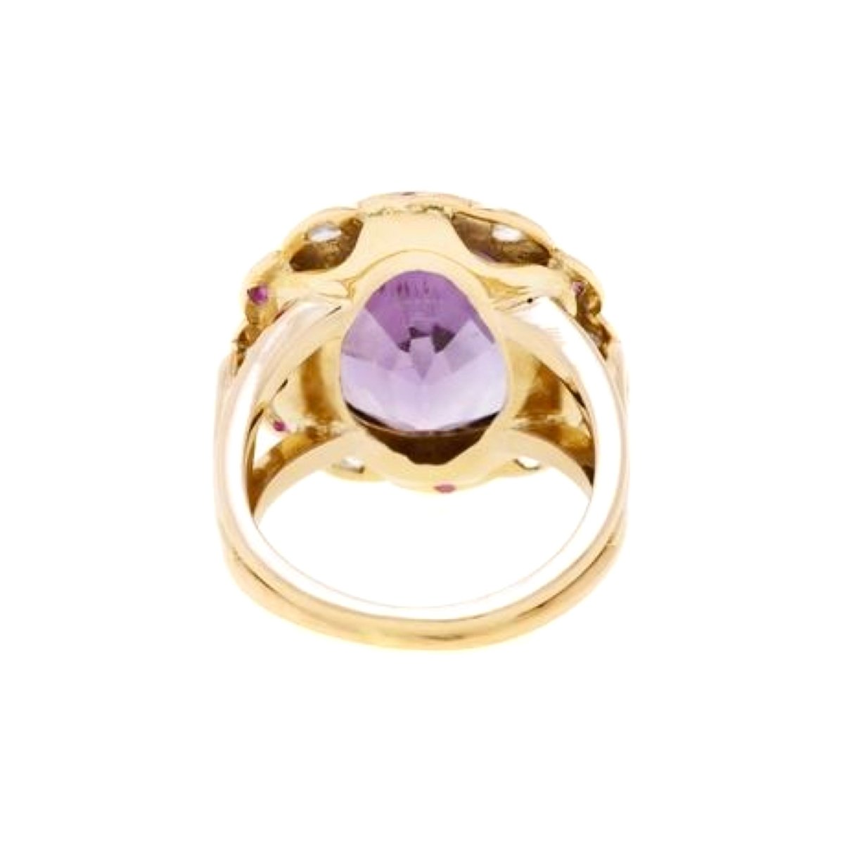 Bague Pompadour en or rose, améthyste, saphirs et diamants - Castafiore