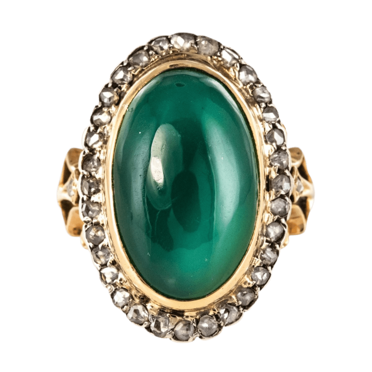 Bague Pompadour en or rose, argent, agate et diamants - Castafiore