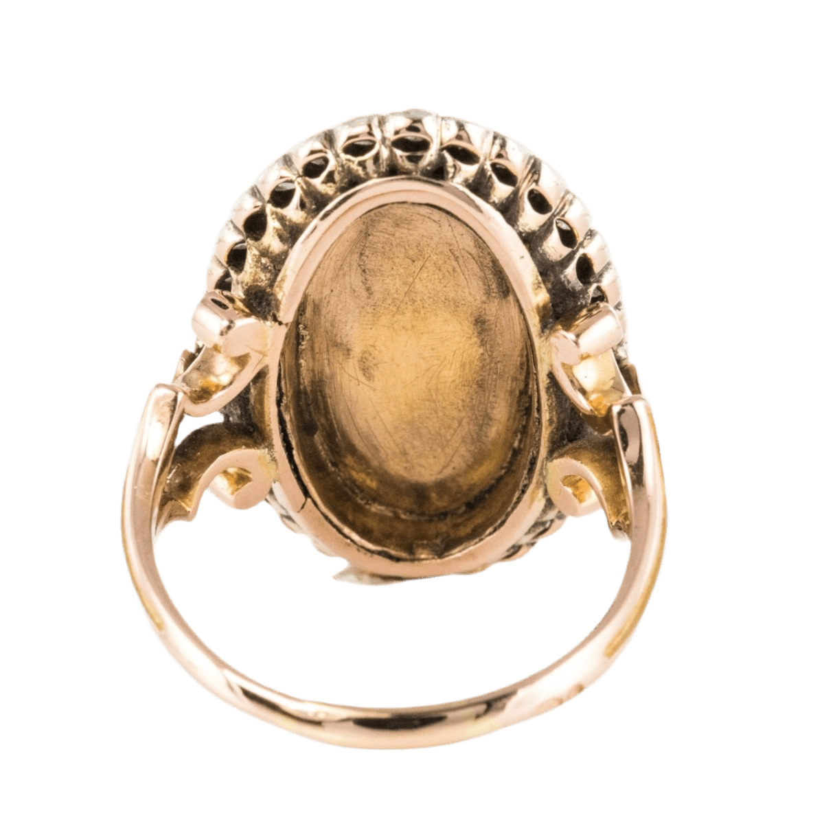 Bague Pompadour en or rose, argent, agate et diamants - Castafiore