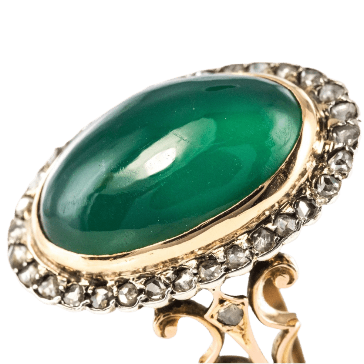 Bague Pompadour en or rose, argent, agate et diamants - Castafiore