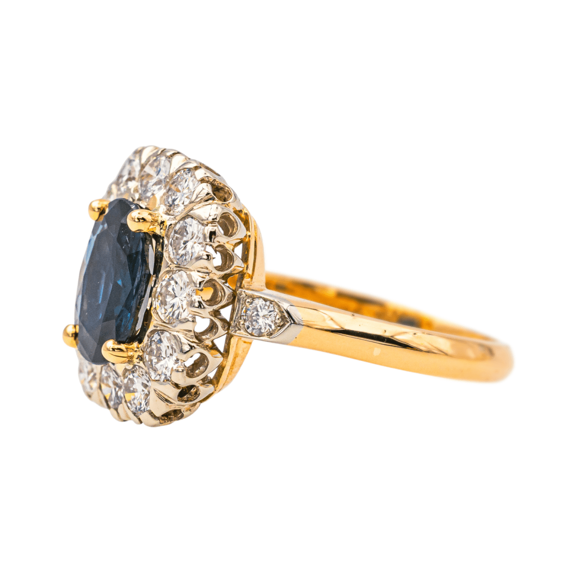 Bague Pompadour en or rose, or blanc, saphir et diamants - Castafiore