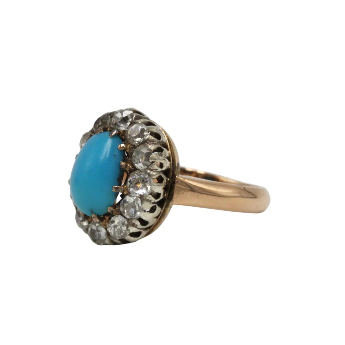 Bague Pompadour en or rose, turquoise et diamants - Castafiore