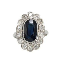 Bague Pompadour en platine, saphir et diamants - Castafiore